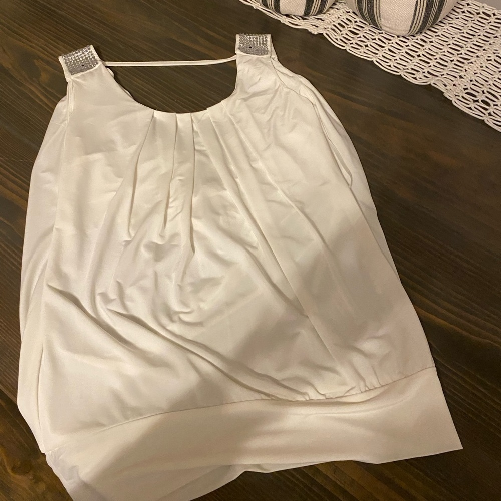 Boutique Dressy Top. Ivory & sparkle! Size Small.